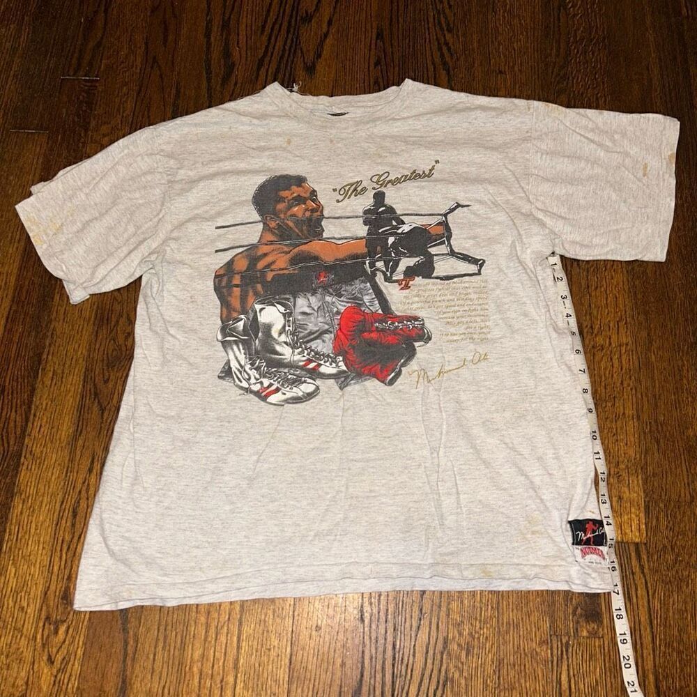 VINTAGE MUHAMMAD ALI BOXING NUTMEG T-SHIRT SIZE L 90S